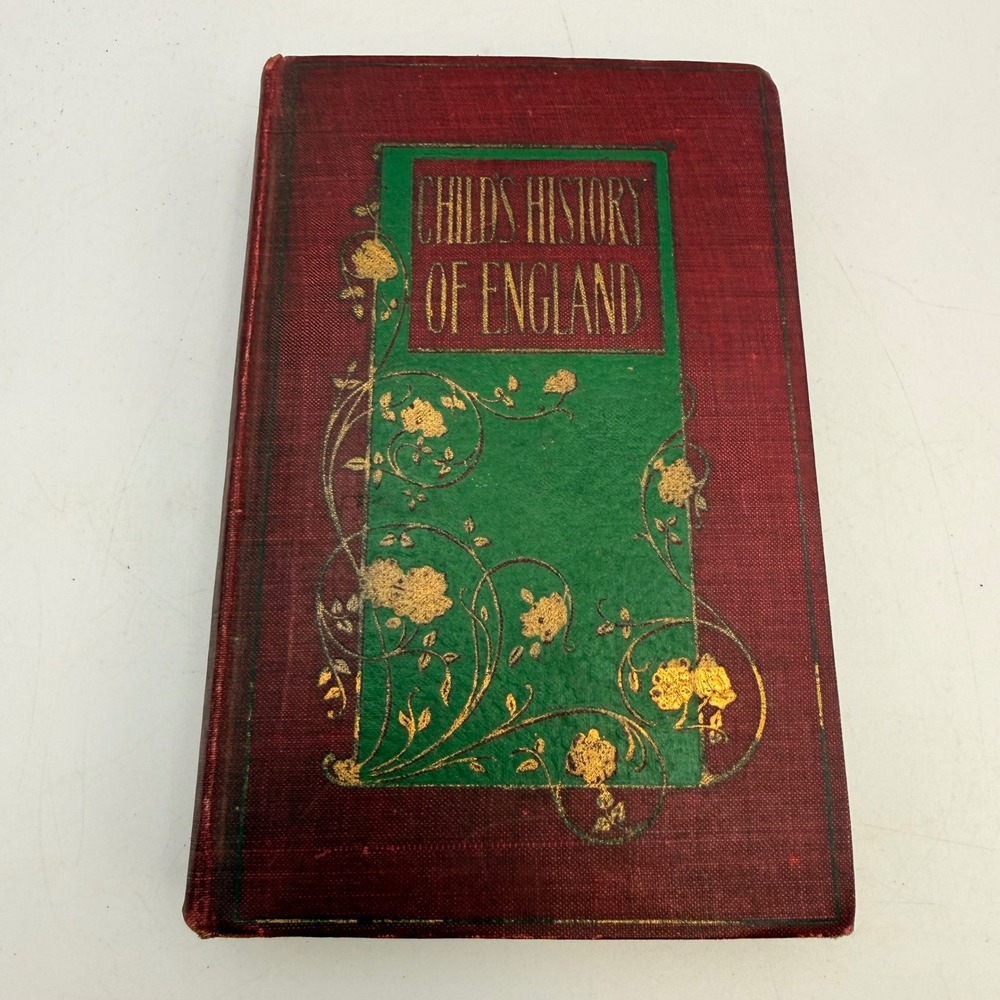 Childs History of England Charles Dickens HM Caldwell Red Gilt Antique Hardcover